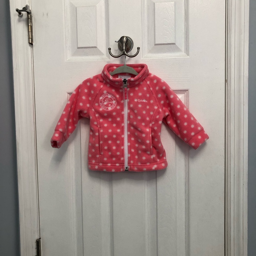Columbia Fleece Jacket Baby 3-6 Mo Philmont Scout Ranch Polka Dot Zip Up Pink